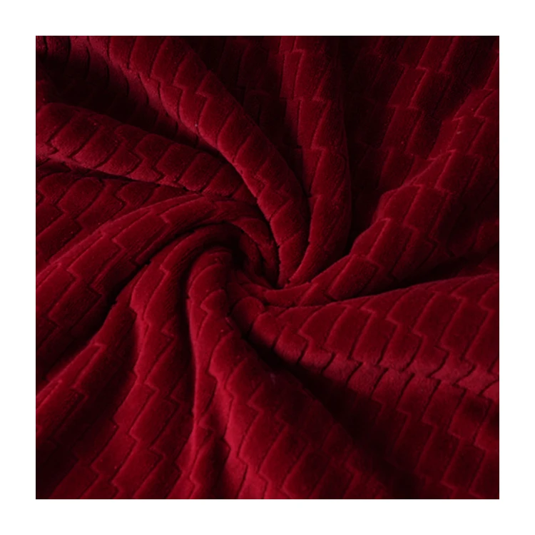 Jacquard Fleece Fabric Chemical Fiber Solid Color Manufacturer Selling Stretch Home Textile RED Knitted Spandex / Polyester