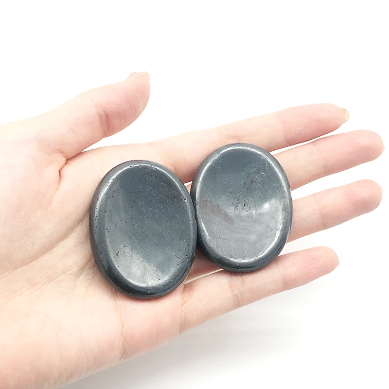 Hematite Palm Pocket Energy Stone Hematite Thumb Worry Tumbled Stone for Anxiety Stree Relief Natural Love Gemstone Craft Oval