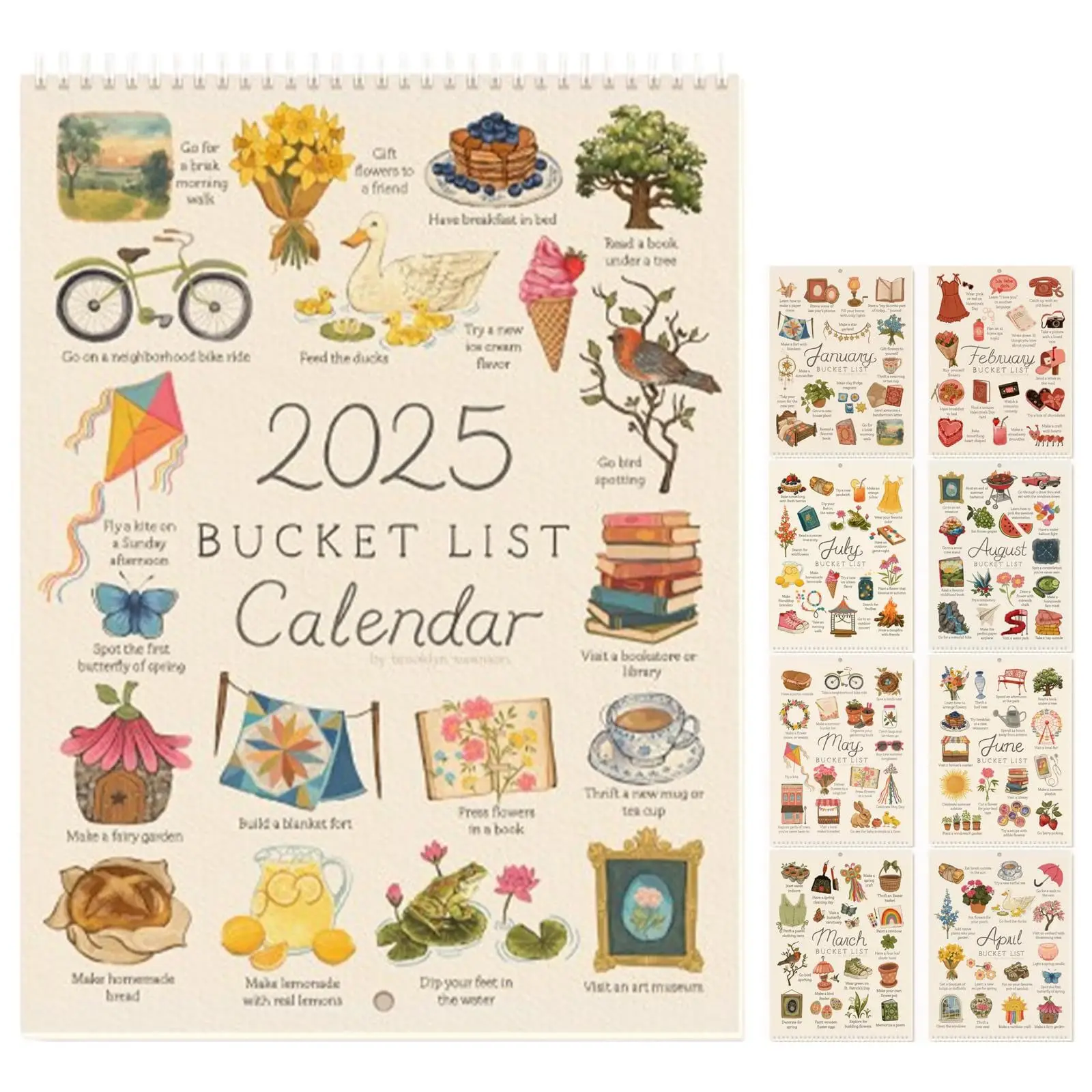 2025 Bucket List Family Calendar Planner Large Ruled Blocks Thick Paper Monthly Schedule Planner