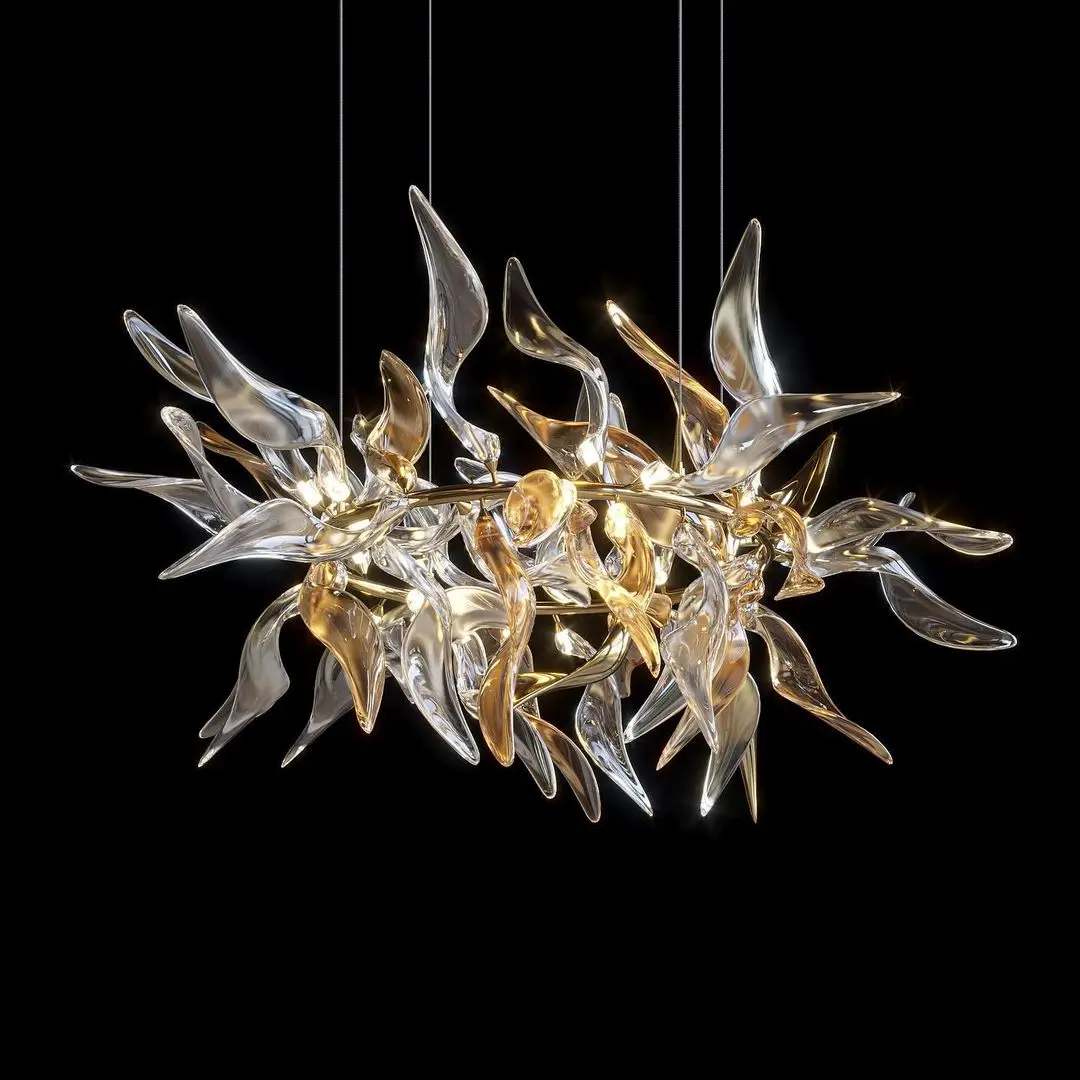 customized handmade glass chandelier interior decoration large art glass chandelier for hotel lobby restaurant stairs