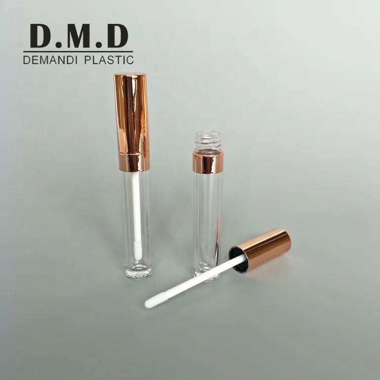 Custom logo 5ml 5 ml Rose gold lipgloss container empty lip gloss tube with rose gold top