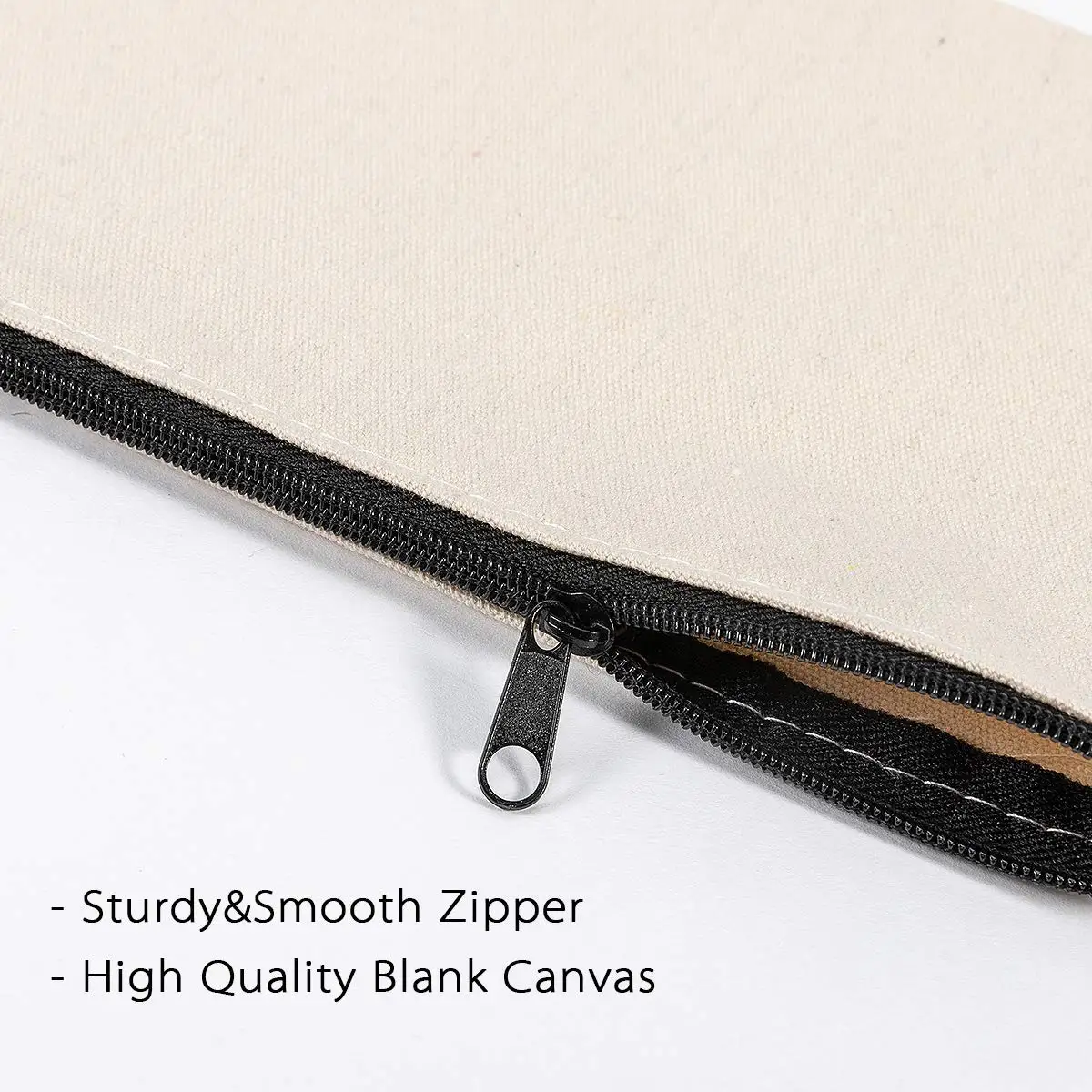 Multipurpose Travel  Blank DIY Craft Canvas Pen Pencil Case Cotton Canvas Makeup Cosmetic Bag