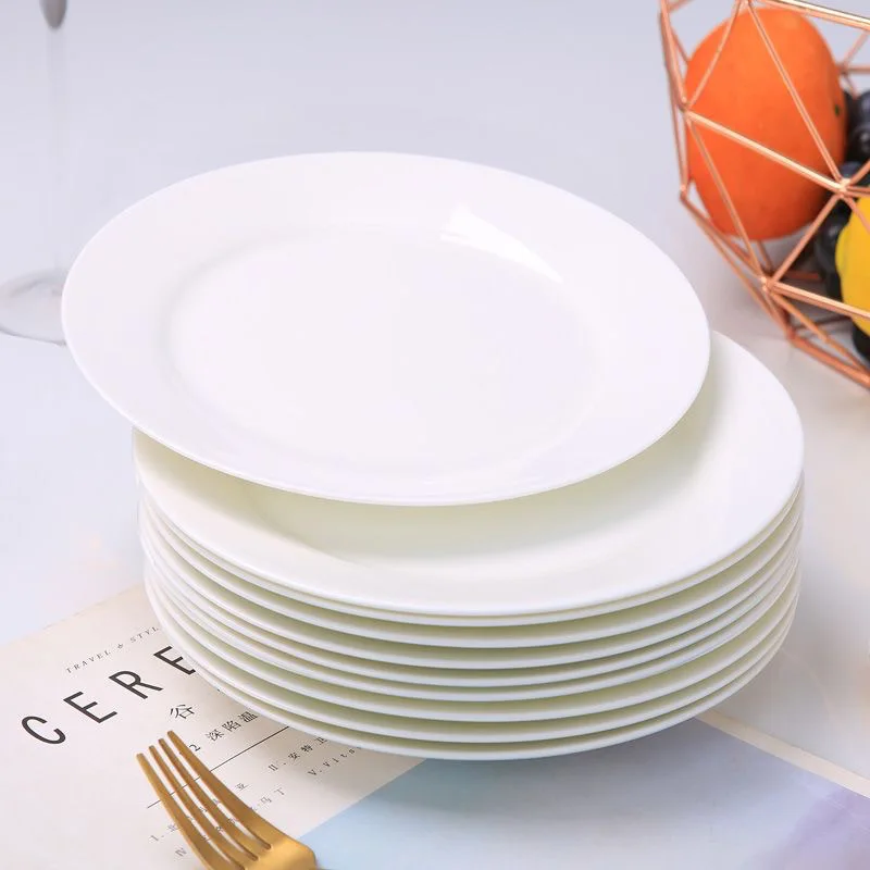 Wholesale Cheap Bulk Flat Plat Dishes OEM for Restaurant Hotel 10.5 Inch Pure White Round Ceramic Porcelain Dinner Plates Set