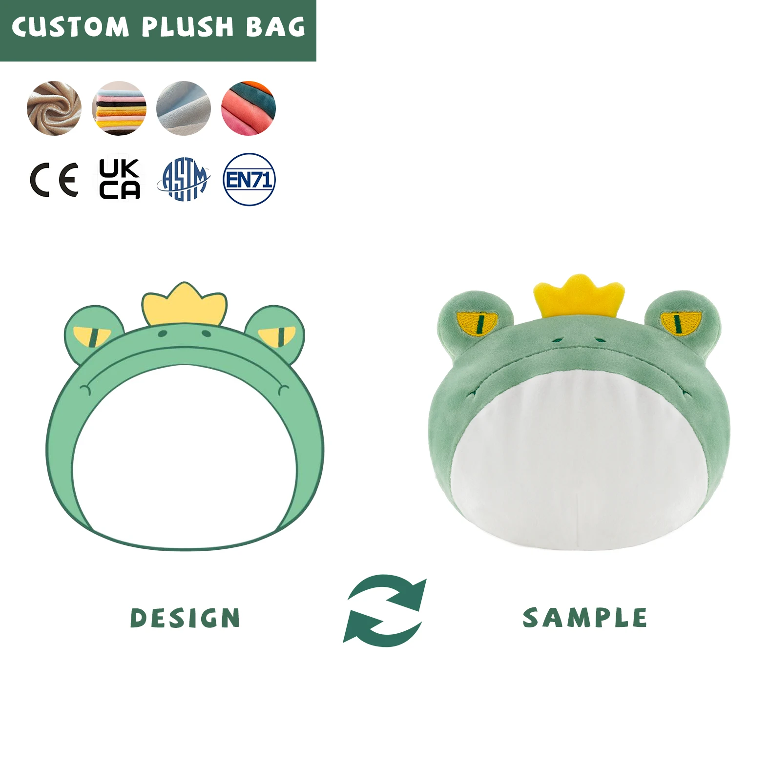custom zipper pouch plush Reusable Recycled Polyester tote bag in stuffed animal Shopping Bag