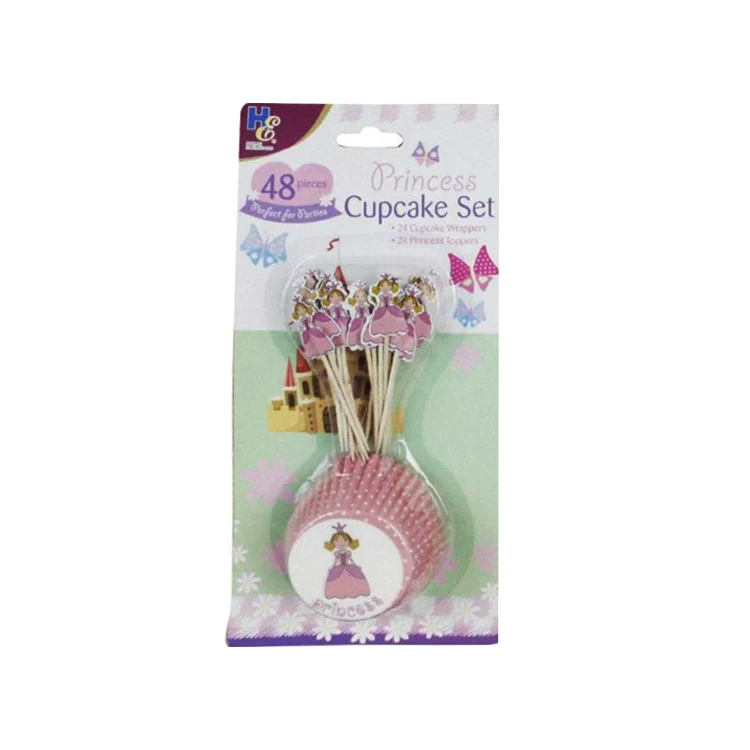 Happy birthday DIY design handmade 48 pieces cupcake baking cake decorating tools set for  Paper Baking Cups