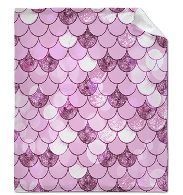 
Colorful Mermaid Scales Throw Blanket Super Soft Warm and Comfortable Fleece Blanket for Kid for Bed Sofa Chair Office Gift 