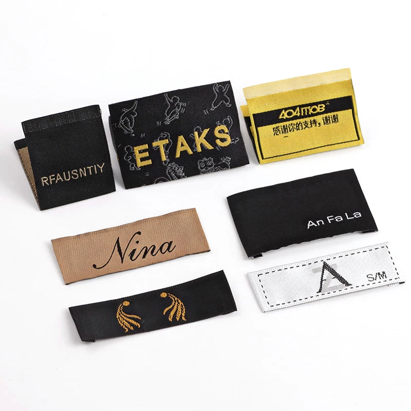 Factory weaving mechanism to create high quality brocade woven label clothing custom logo clothing label