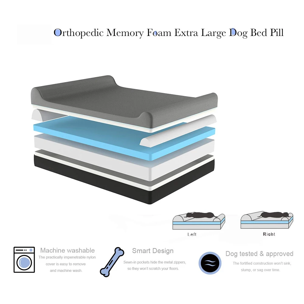 wholesale large luxury dog cooling bed waterproof memory foam orthopedic dog bed