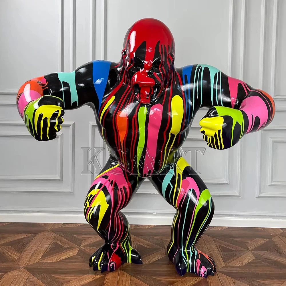 Статуя гориллы высотой 120 см Objet Déco из стекловолокна смолы XXL уличная Горилла черный мусор