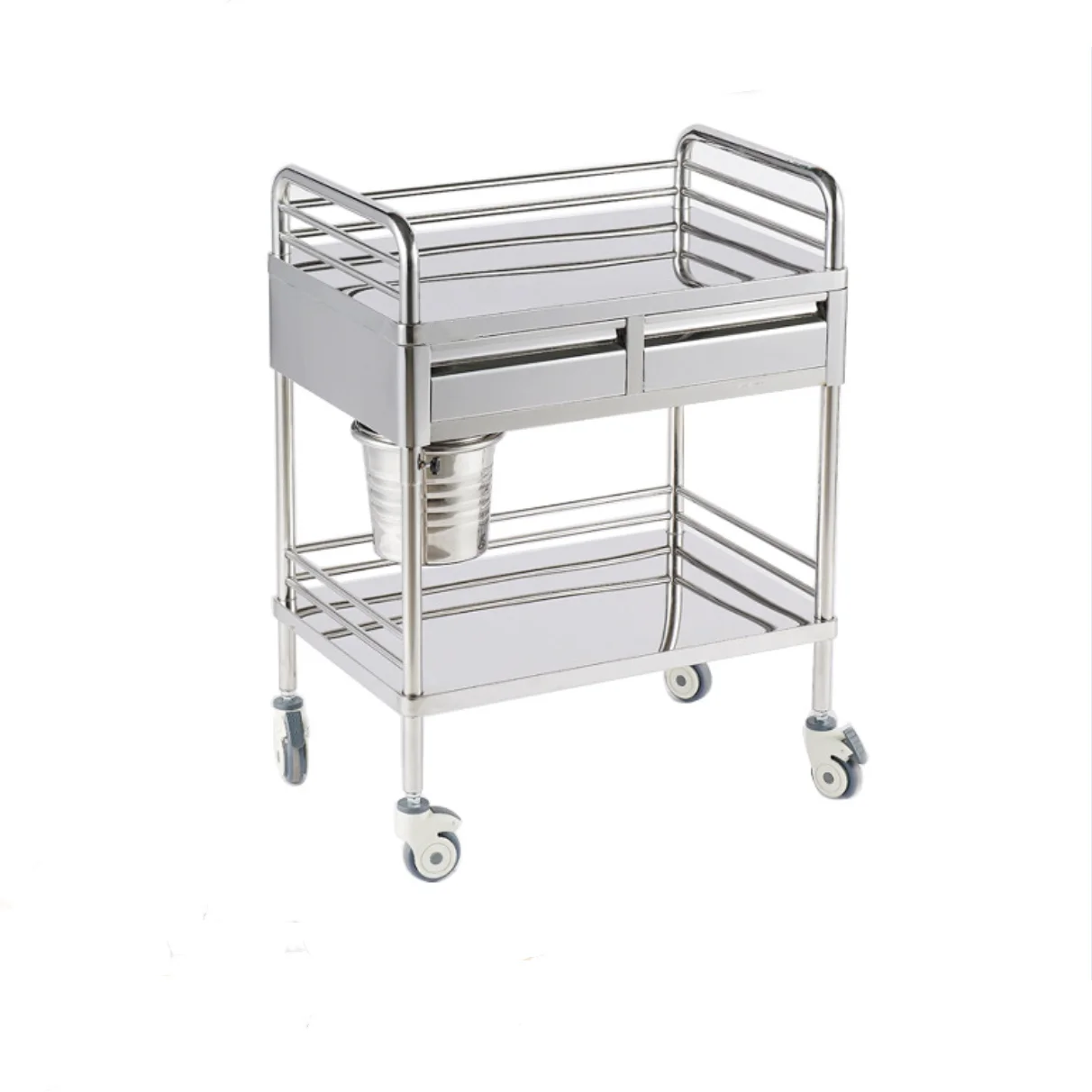 Hospital Stainless Steel emergency treatment trolley medical dressing cart trolley with drawers