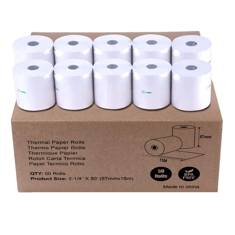 Free Sample Customizable Cashier Thermal Paper Roll Supermarket Printer Receipt Paper Roll 57mm 80mm