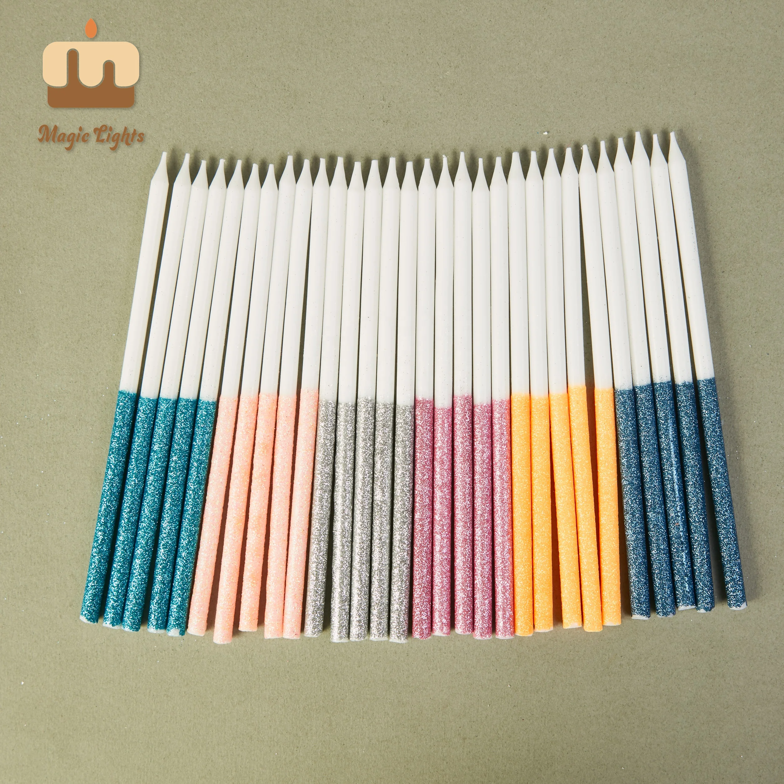 Free Sample Policy Multicolor Dipped Glitter Candles For Cake