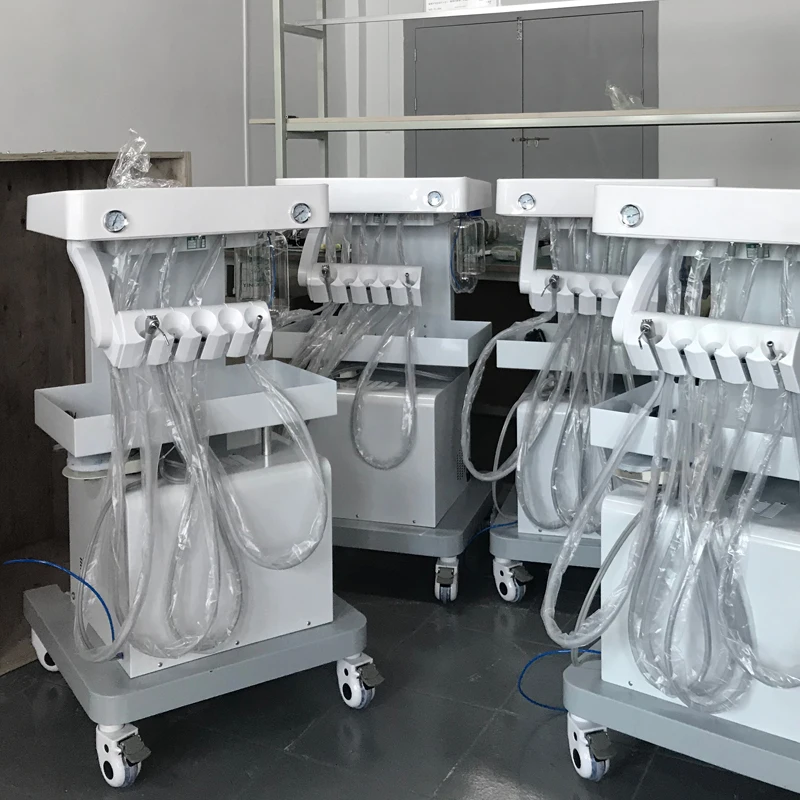 Mobile Portable Dental Unit with Air Compressor Dental Turbine Unit Portable Treatment Unit  cart
