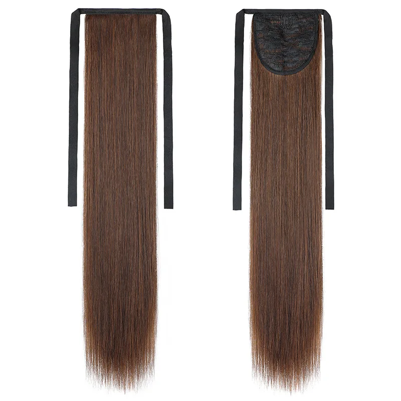 Новейший дизайн, высококачественные волосы для наращивания, длинные прямые волосы, парик для конского хвоста на бретельках, синтетические волосы