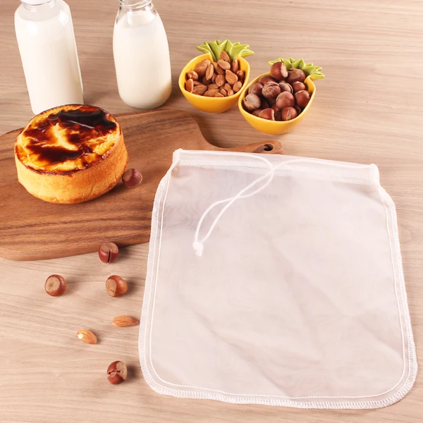 
BOSI Nylon Nut Milk Bag 200 Micron 10inch * 12inch COLD BREW COFFEE BAG Commercial Grade REUSABLE ALL PURPOSE Food Strainers 