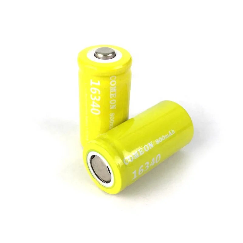 CO Light Yellow 800mah 16340 Battery Customized Small Size Rechargeable Lithium Ion Battery Pack