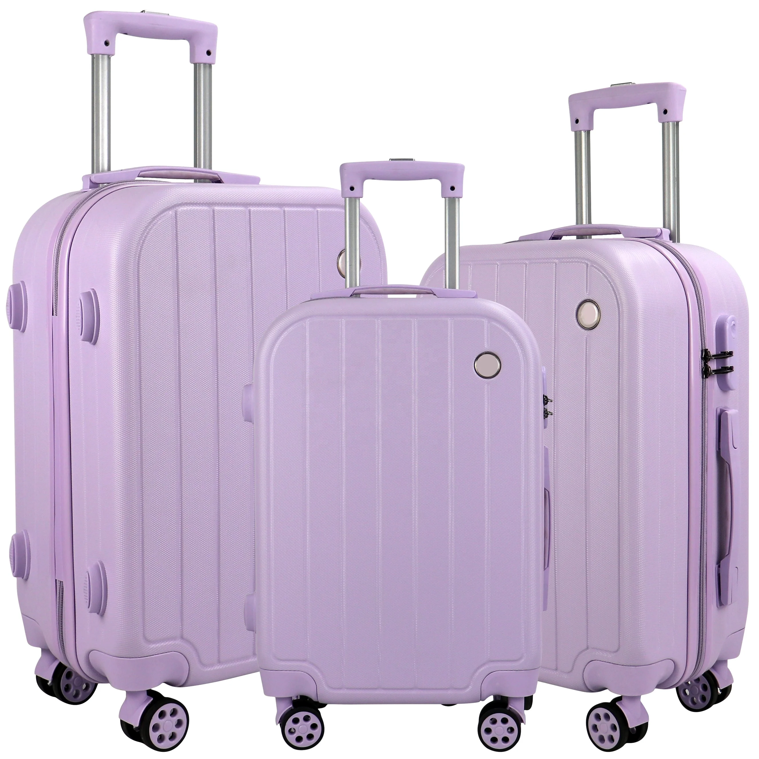Best Light Purple Color Carry  On Good Design Vintage Duffle Check In Suitcase Family Travel Set With Removable Wheel