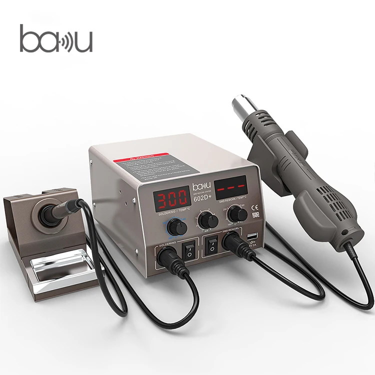 Hot selling hot air rework station BAKU 602D+ double LED digital display estacion de calor y soldadur soldering station