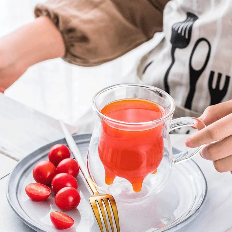 Cute cups heat resistant double wall glass creative mug milk bottle dairy cow milk glass cups coffee mug 250ml