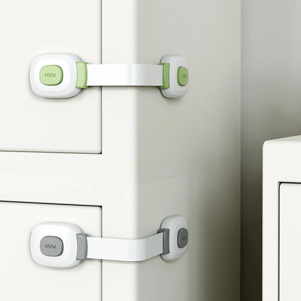 Child Security Safety Strap Locks Easy Installation Flexible and Adjustable Baby Locks for Cabinets and Drawers Toilet Fridge