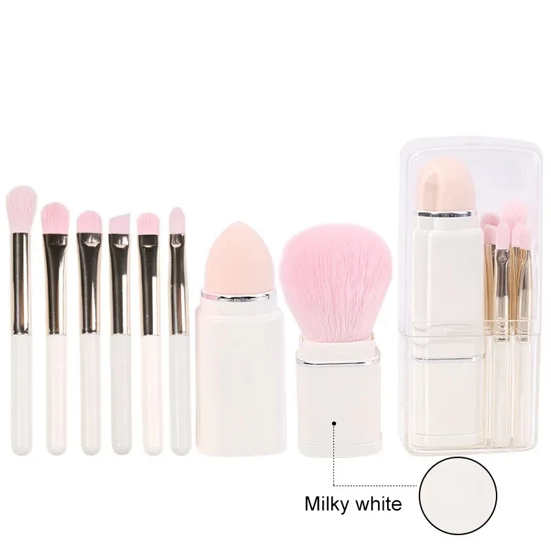 Square Makeup Brush 8-in-1 Mini Portable Retractable Blush Brush Eyeshadow Refresh Hand Makeup Set