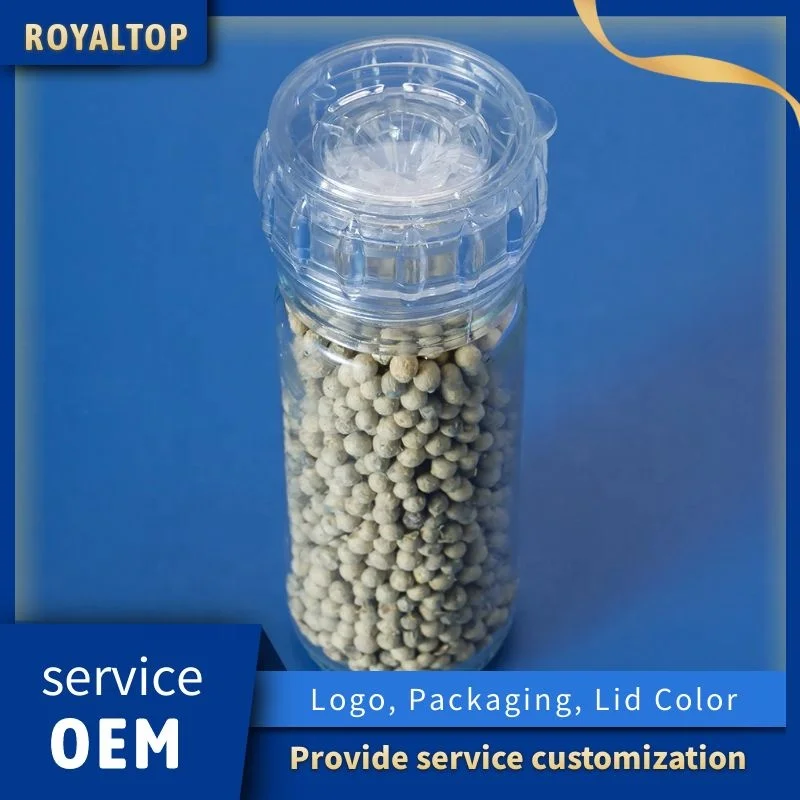 Wholesale 100ml Small Glass Spice Packing Bottle 3oz Ceramic Pepper Mill and Plastic Salt Grinder Lid Manual Grinding