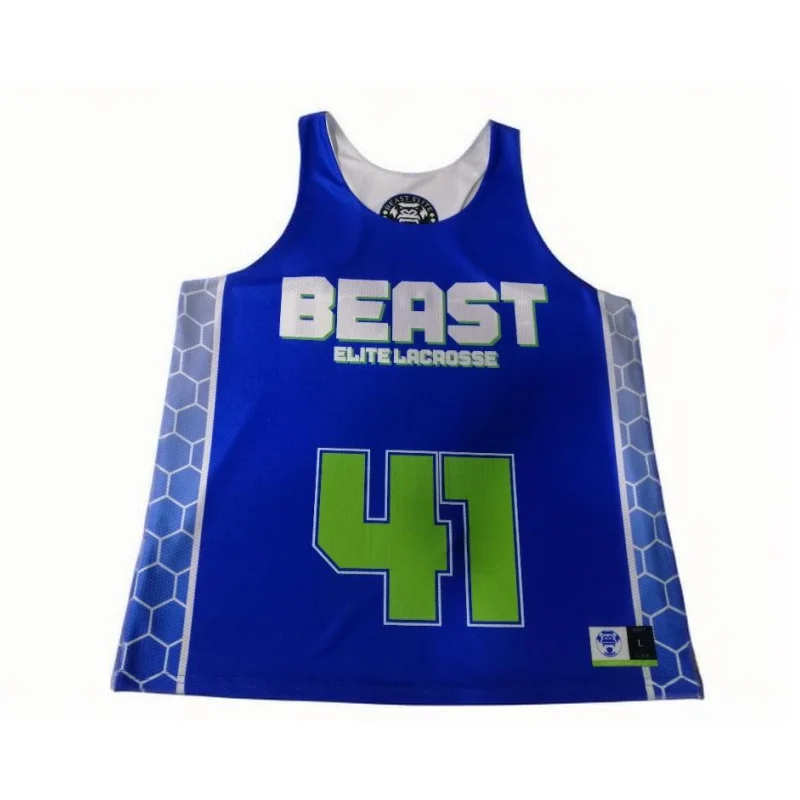 Custom Phosphor powder printing bright color Reversible youth lacrosse jerseys fluorescent color Printed Mesh Practice