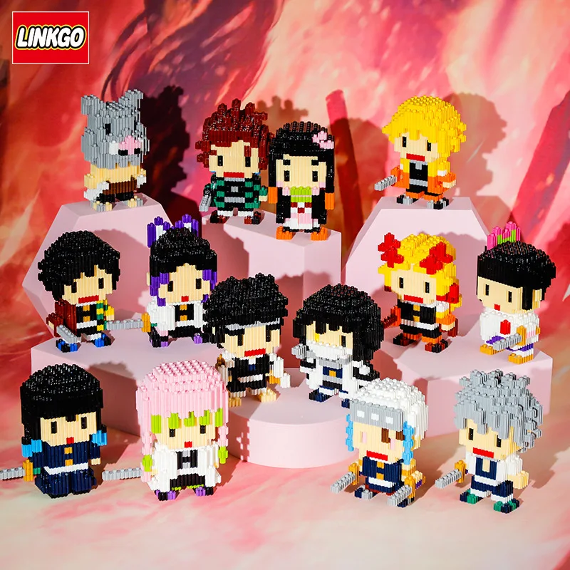 2023 Japan Anime Kamado Tanjirou Nezuko Sword Zenitsu Connection Magic Mini Bricks Toys Building Blocks Demon Slayer Figures
