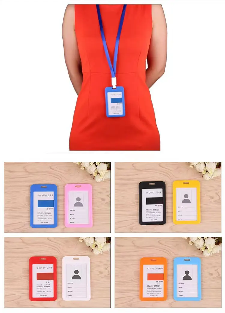Staff ID Card Protector Manufacturer Two Faced Card Holder With Lanyard