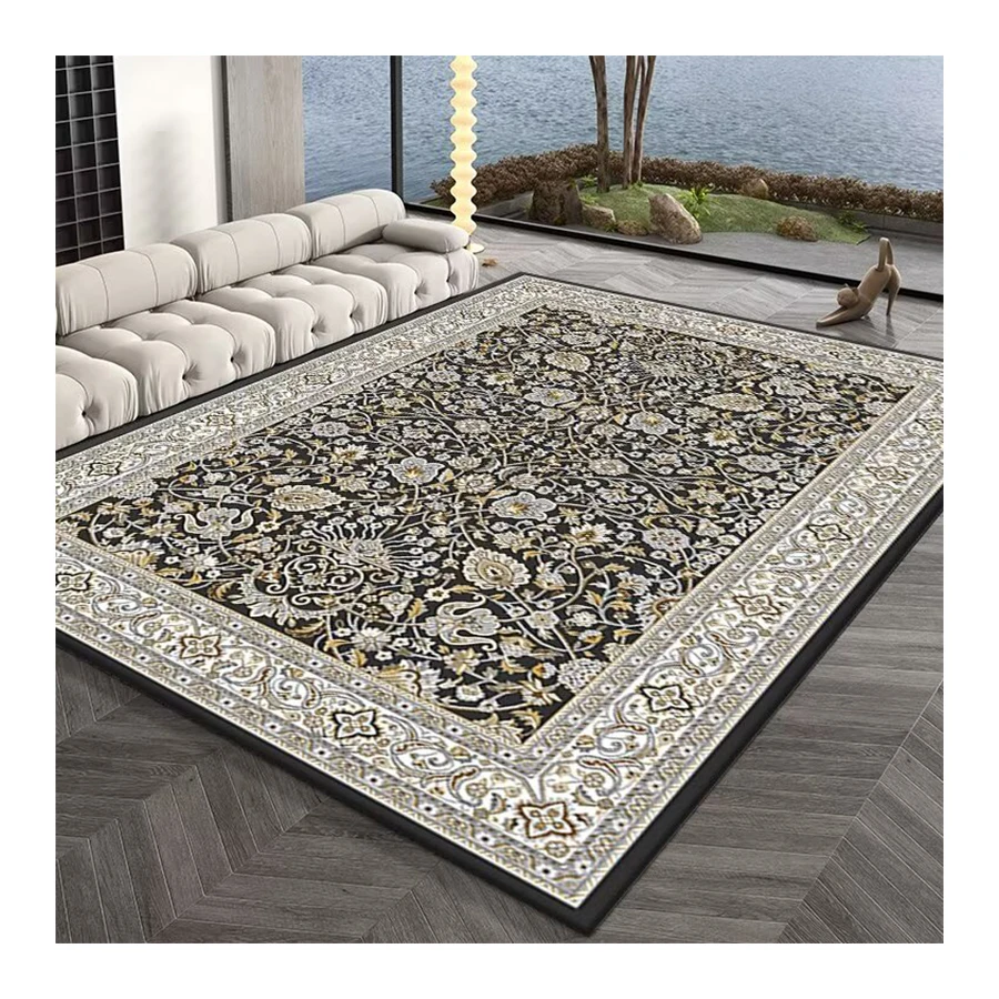 Eco-friend anti-slip Complex flower pattern rectangle soft cashmere high end carpets