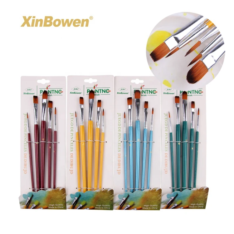 Xinbowen 4 цвета нейлоновые волосы кисть для рисования акварелью изготовленная на заказ картина маслом wall Art краски кисти