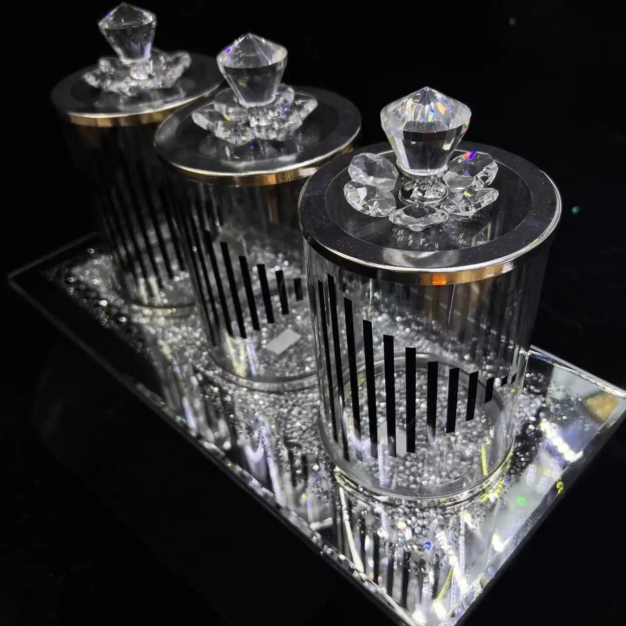 FOSUN Household Fruit Jar Jar Set Home Decoration Accessories Luxury Glass Candy Jar Storage Box for Food Lid Glass Cover Party