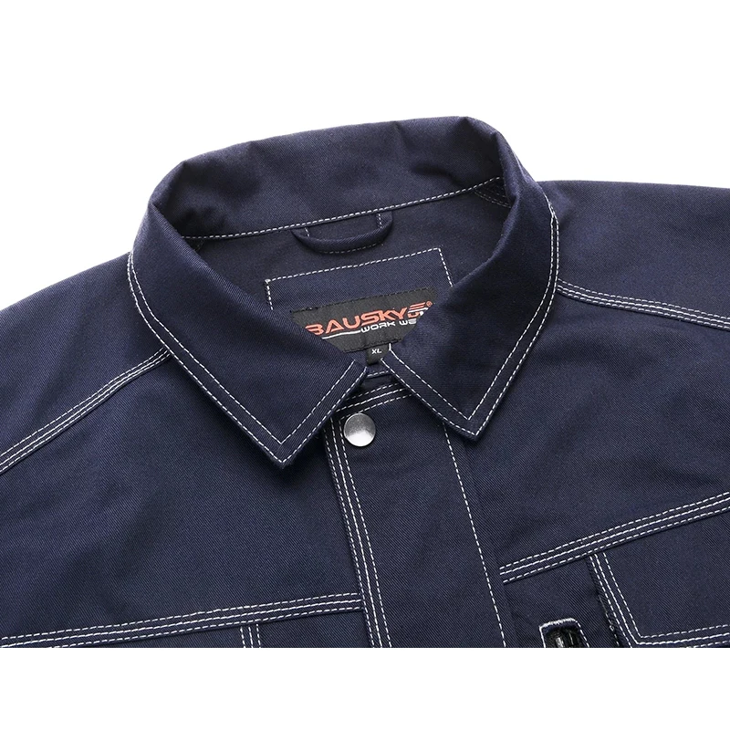 Polycotton Work Jacket Workwear with Multiple Pockets Long Sleeved Working Clothes Work Uniform for Men Mechanic