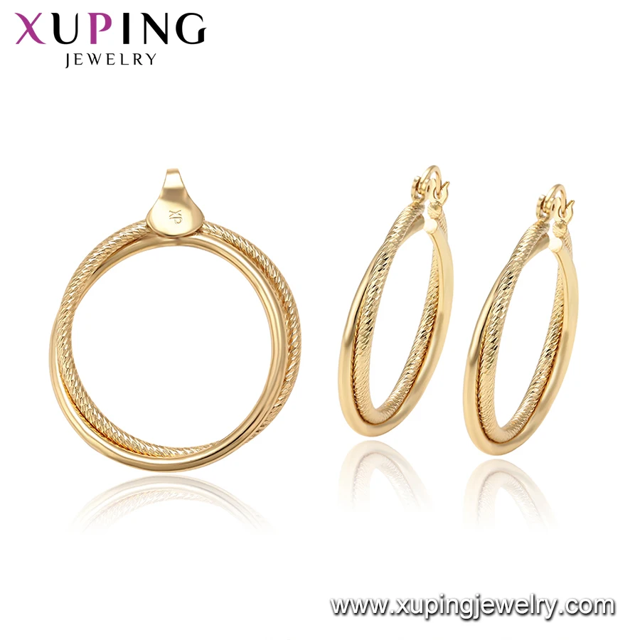 65597 xuping роскошный набор 24k позолоченный Круглый Кулон из Рупа и sud Серьги Набор для