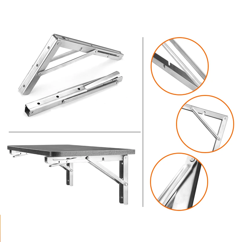 Durable Using 8 To 24 Inch One Key Operate Black Iron Stainless Steel Metal Folding Bracket