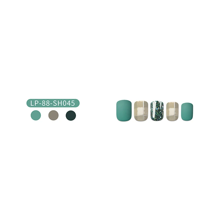 Competitive Price Press on Artificial Fingernails Manicure False Nails Metallic Glitter Colorful Design for Finger Application