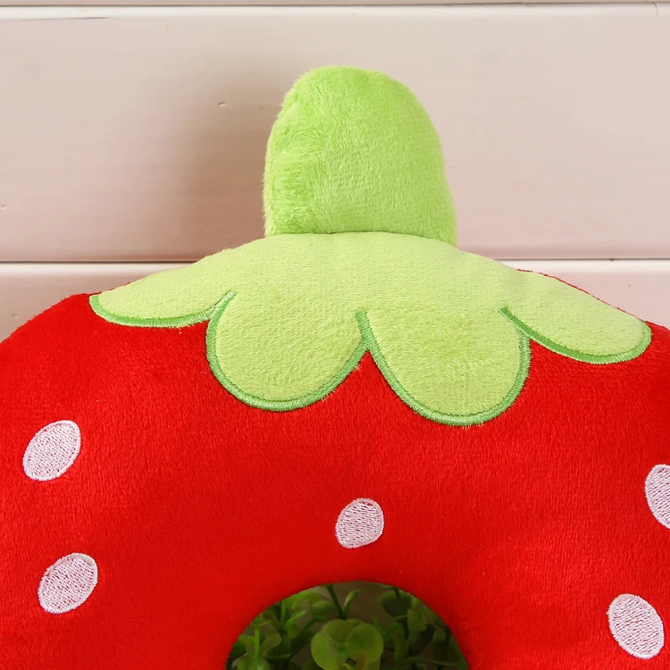 Customizable animal short plush u-shape travel pillow bear memory foam pillow strawberry pattern lovely neck  pillow