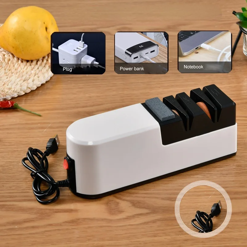 4 in 1 USB Charging Logo Custom Electric Knife Sharpening Machine Electric Knife Sharpener