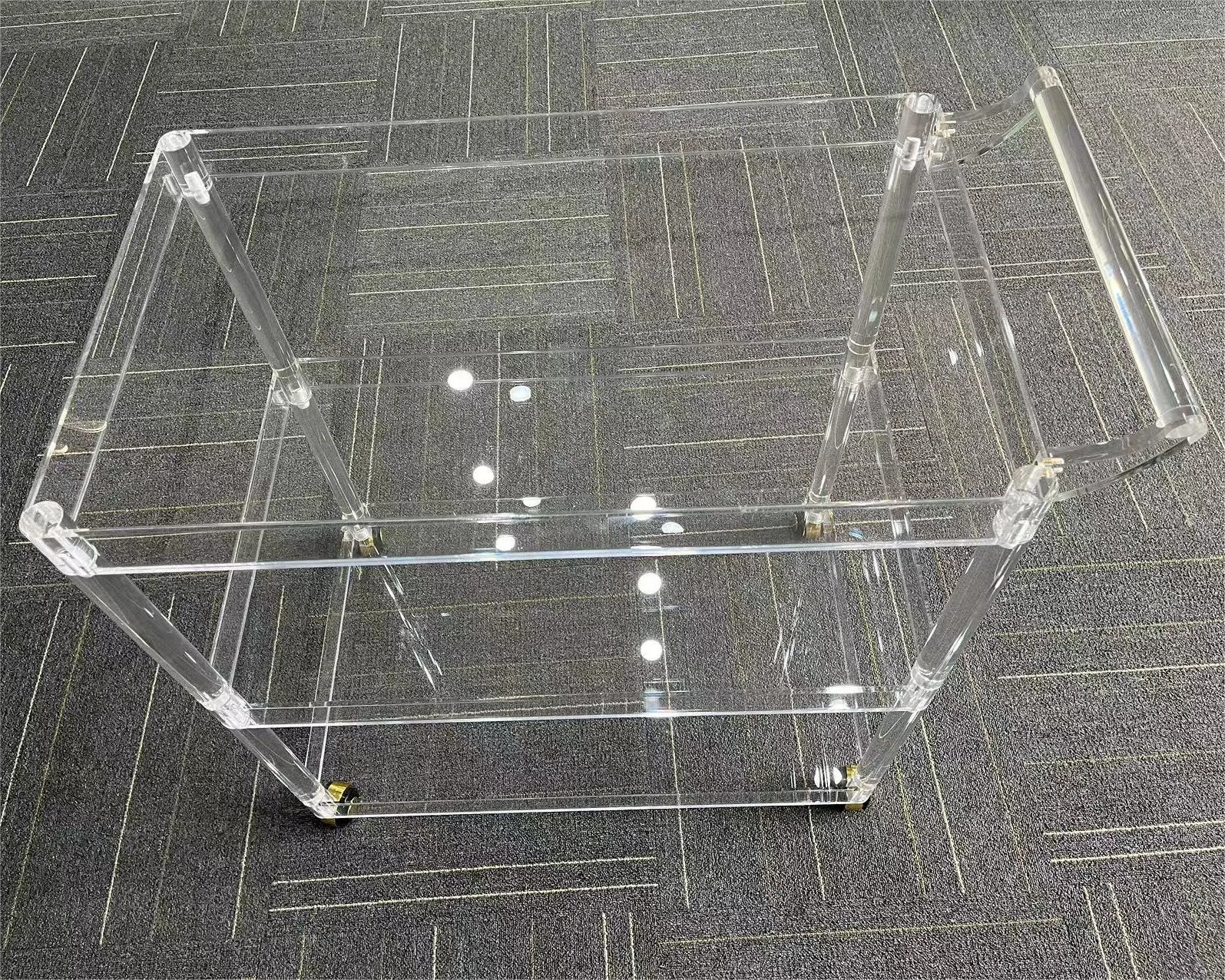 Hotel Supply Acrylic Serving Trolley Cart Acrylic Lucite Cart Hotel Rolling Trolley Cart For Food Serving