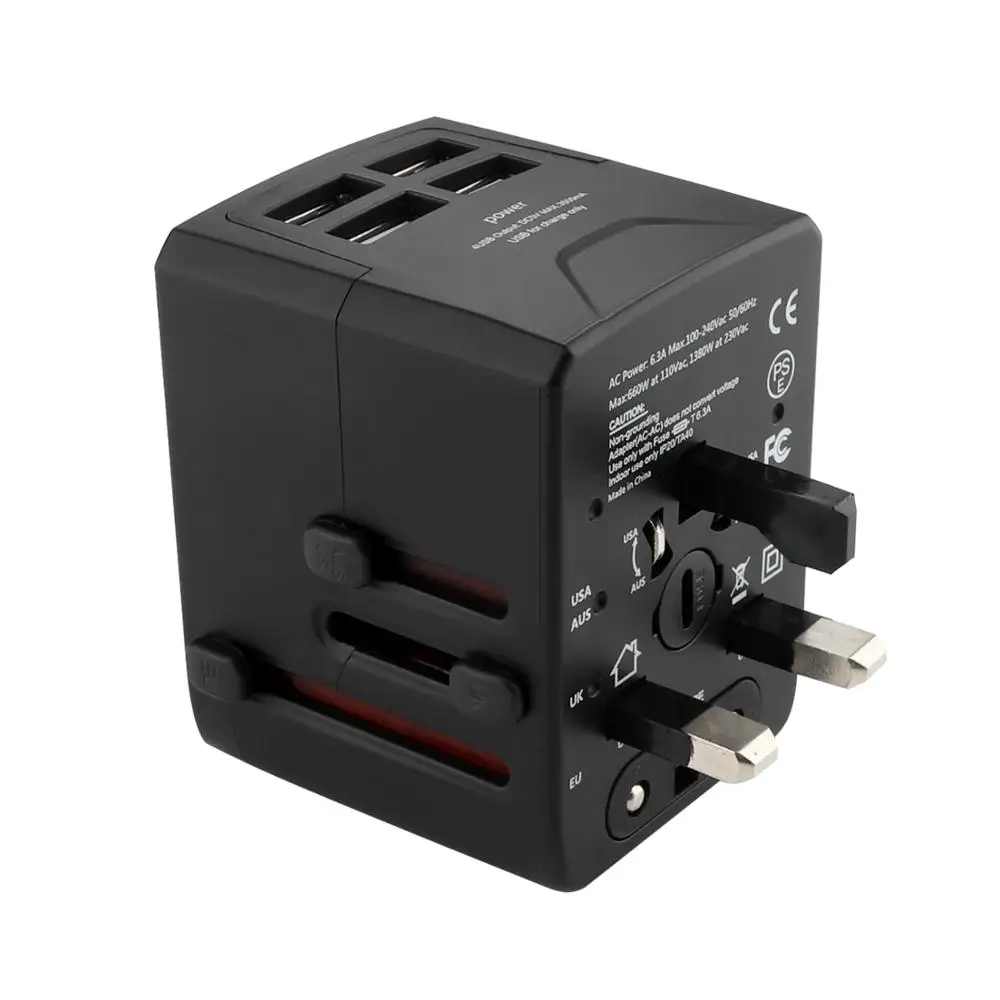 2019 Newest BS8546 UK USA AUS EU plug and 4 port usb fast travel power adapter