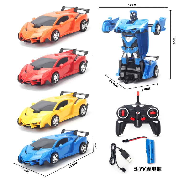juguetes para ninos 1:18 Remote Control Car Transforming Robot One Button Transformation Toy Car Robots for kids