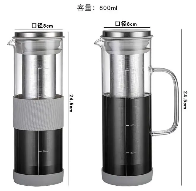 800ml Espresso Maker Cold Brew Iced Coffee Maker Dual Use Filter Coffee&Tea Pot Espresso Ice Drip Maker Glass Pots
