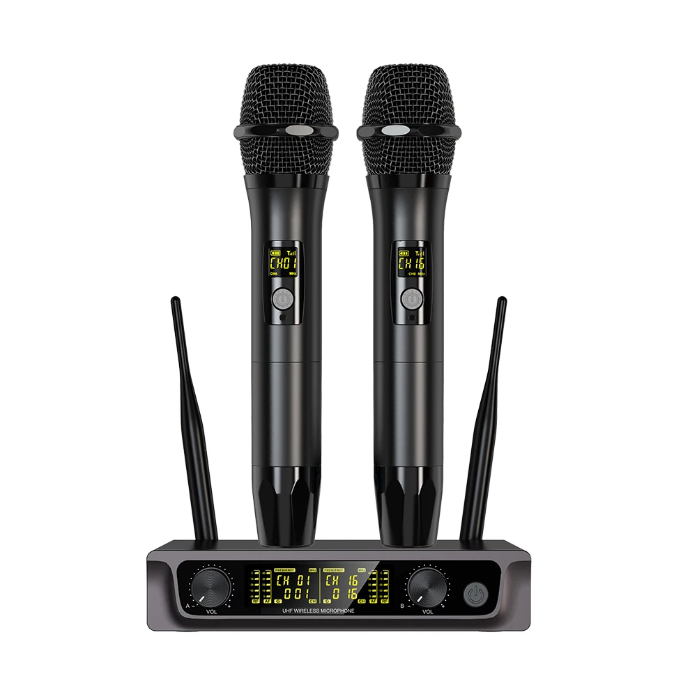 Professional Handheld Wireless Mic High Quality Uhf Rechargeable Wireless Microphone System