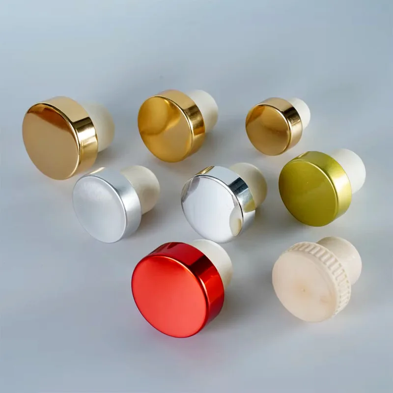 Aluminium-Plastic Silicone Wine Bottle Stopper Keep Fresh Anti-dust Airtight Silicone Wine Bottle Cap Silicone Glass Bottle Cap