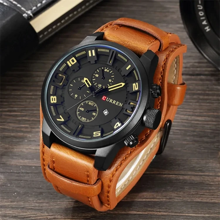 Curren 8225 Relojes Reloj Hombre Japan Quartz Movt Watch Man Leather Complete Calendar Wristwatches Wholesale Watches For Men