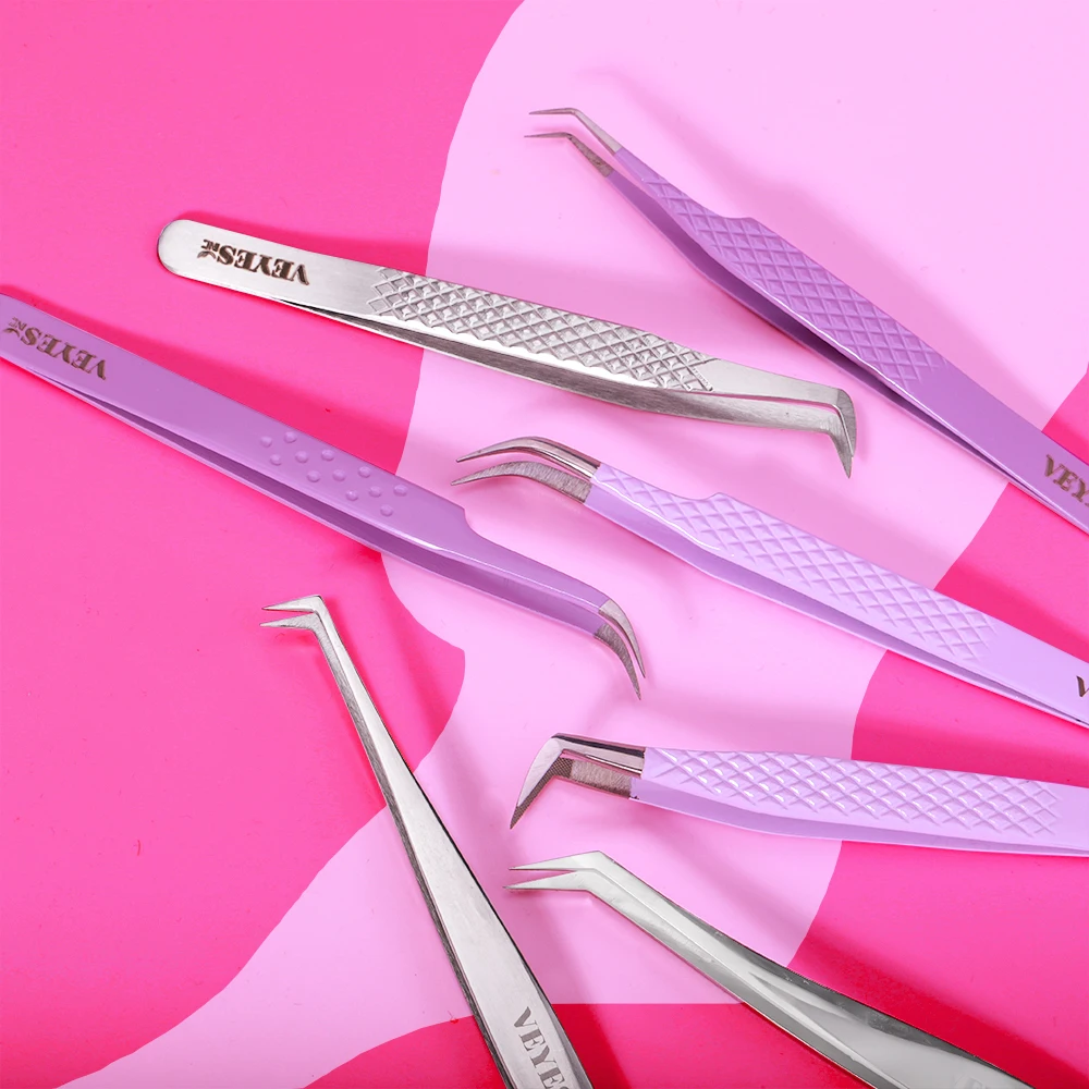 VEYES wholesale Stainless Steel Make Up tool LED Light Eyelash LED Light Lash Tweezer For Professional Eyelash Extension