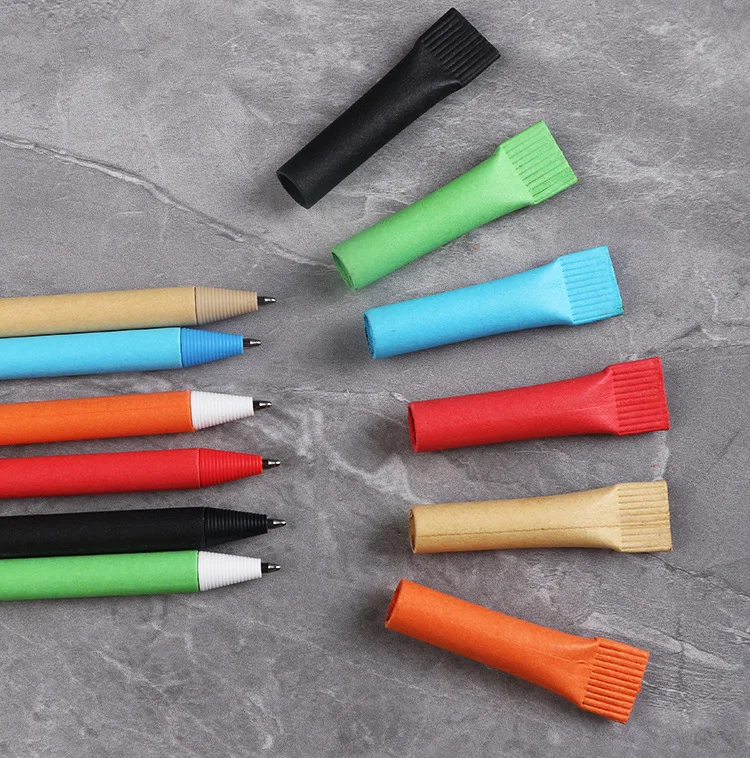 Wholesale custom logo very cheap ballpen printing/recycle kraft paper ballpoint pen/advertisement of ballpen supplier