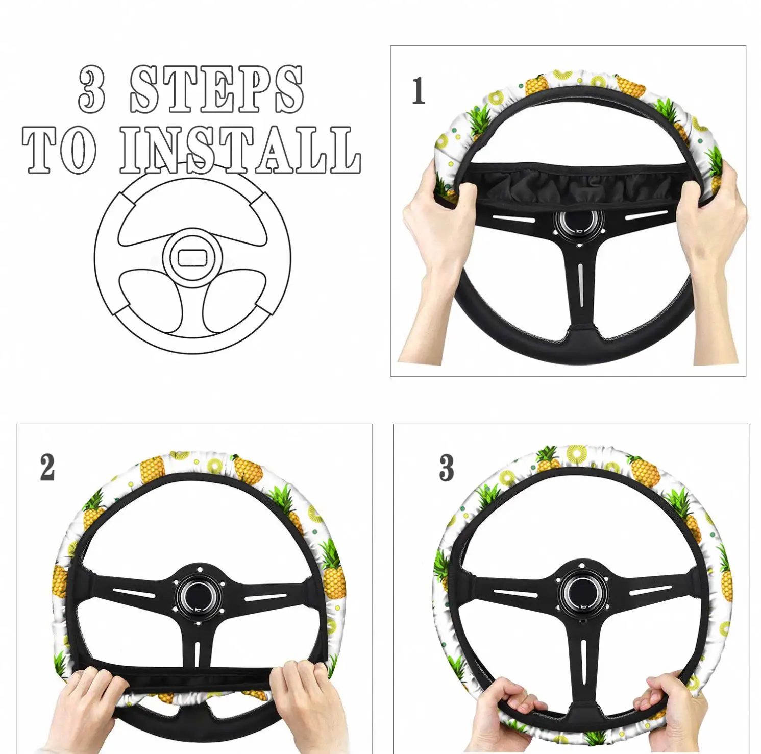 Wholesale Customized Your own Design Sublimation Print Car Steering Wheel Covers neoprene Auto Steering Wheel Covers Universal