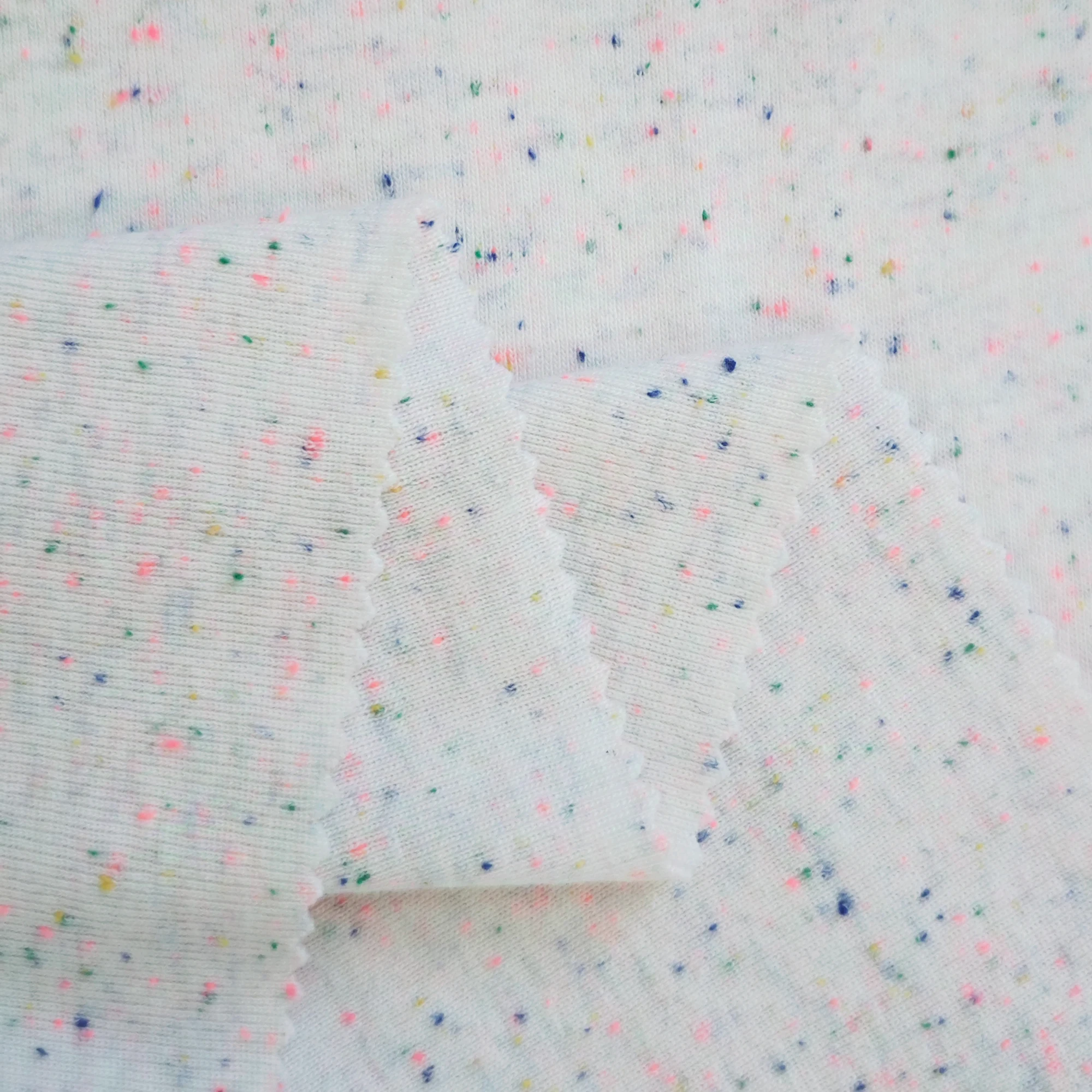Wholesale Custom Breathable 245gsm Low Stretch 100% Combed Cotton Colorful Fancy Dot 1*1 Rib Fabric For Dress T-shirt