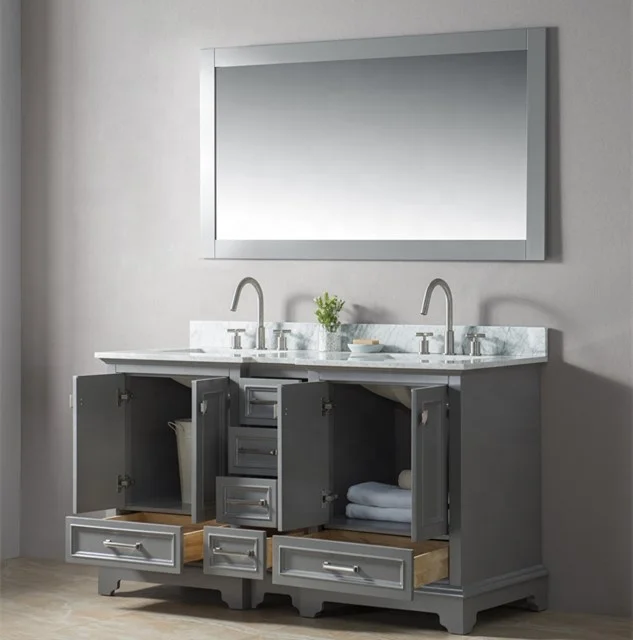 Vietnam Factory Homedee Vietnam vanity wooden panel bathroom cabinet units with mirror